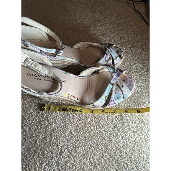 Christian Siriano Floral High Heel Wedge Open Toe Size 8 - Picture 9 of 10